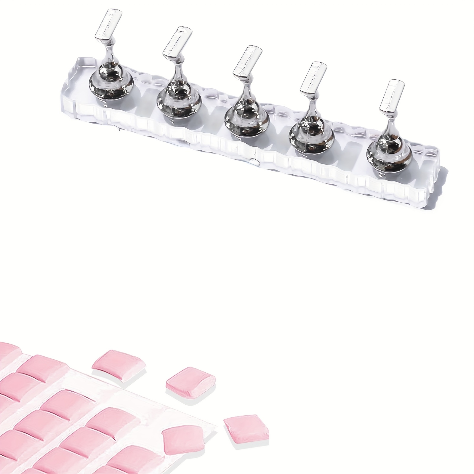 TEMU 1/2 set Porte-ongles pour peinture, support acrylique transparent pour faux ongles et entraînement avec mastic adhésif réutilisable – Idéal pour
