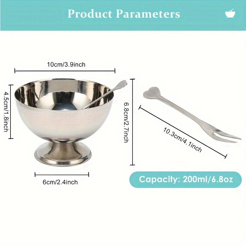 Aigend Stainless Steel Ice Cream Cup Multipurpose Dessert Container Sundae Bowls For Salad Fruit Pudding Tall