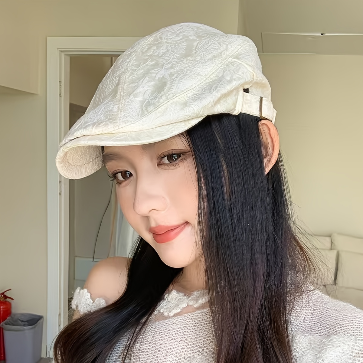 TEMU 2026 신상 봄/여름 여성 패션 프린팅 뉴스보이 캡, 우아한 꽃무늬 장식 사이즈 조절 머리 둘레 모자, 야외 스포츠, 캐주얼 쇼핑, 파티, 해변 휴가, 휴일 요소에 적합, 다양한 행사를 위한 헤드웨어, 여성 친구를 위한 완벽한 봄/여름 선물 (밸런타인데이)