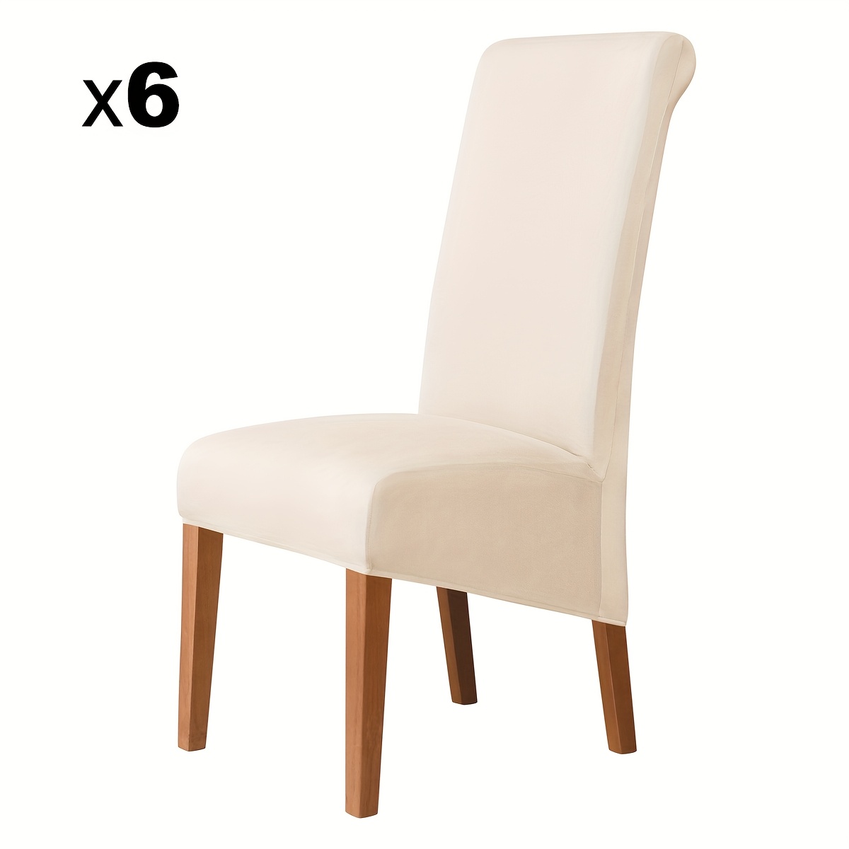 4/6pcs Fiber Fabric High-back Large Chair Cover Dining Chair Slipcover For Living Room Office Home Decor