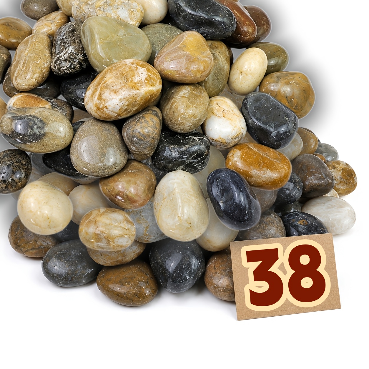 TEMU 38lb River Rocks For Plants, Decorative Polished Stones For Garden Landscaping, Planters, Indoor And Outdoor Decor, Mixed Color, 2-3.3 Inches