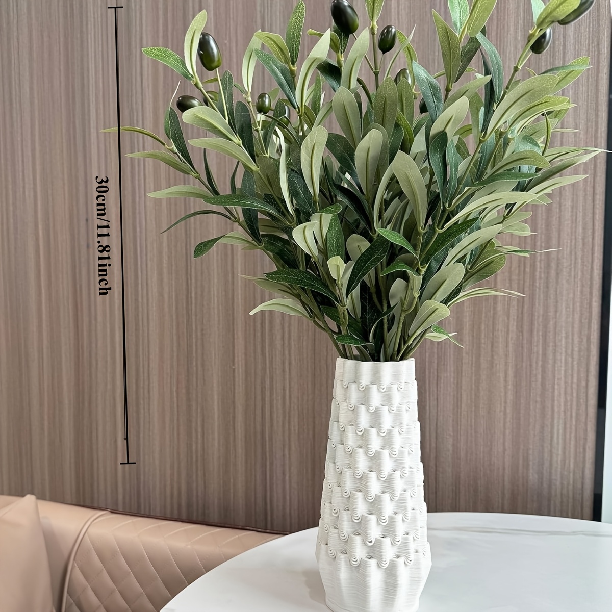 Image of 9 Artificial Olive Branches With Realistic And Green Leaves, Uv Resistant - 11-inch Faux Olive Plants Suitable For Vase Centerpieces, Home/office/café Decor, Christmas, Weddings