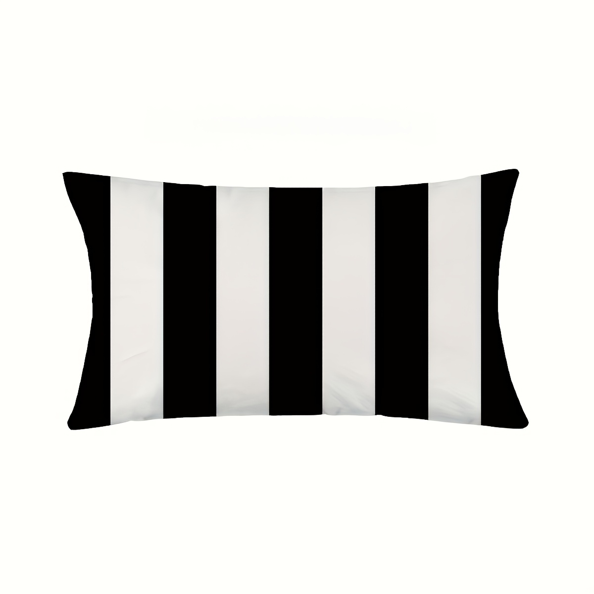 TEMU 1pc Double-sided Black And White Striped Short Plush Pillow Cover, Sofa Chair Outdoor Garden Patio Decorative Lumbar Pillow Cover, 12 X 20