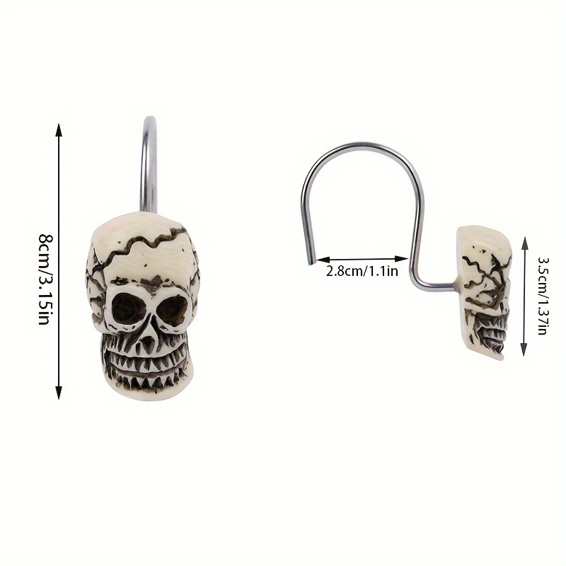 Skeleton Shower Curtain Hooks Rust Proof Decorative Silver Set of