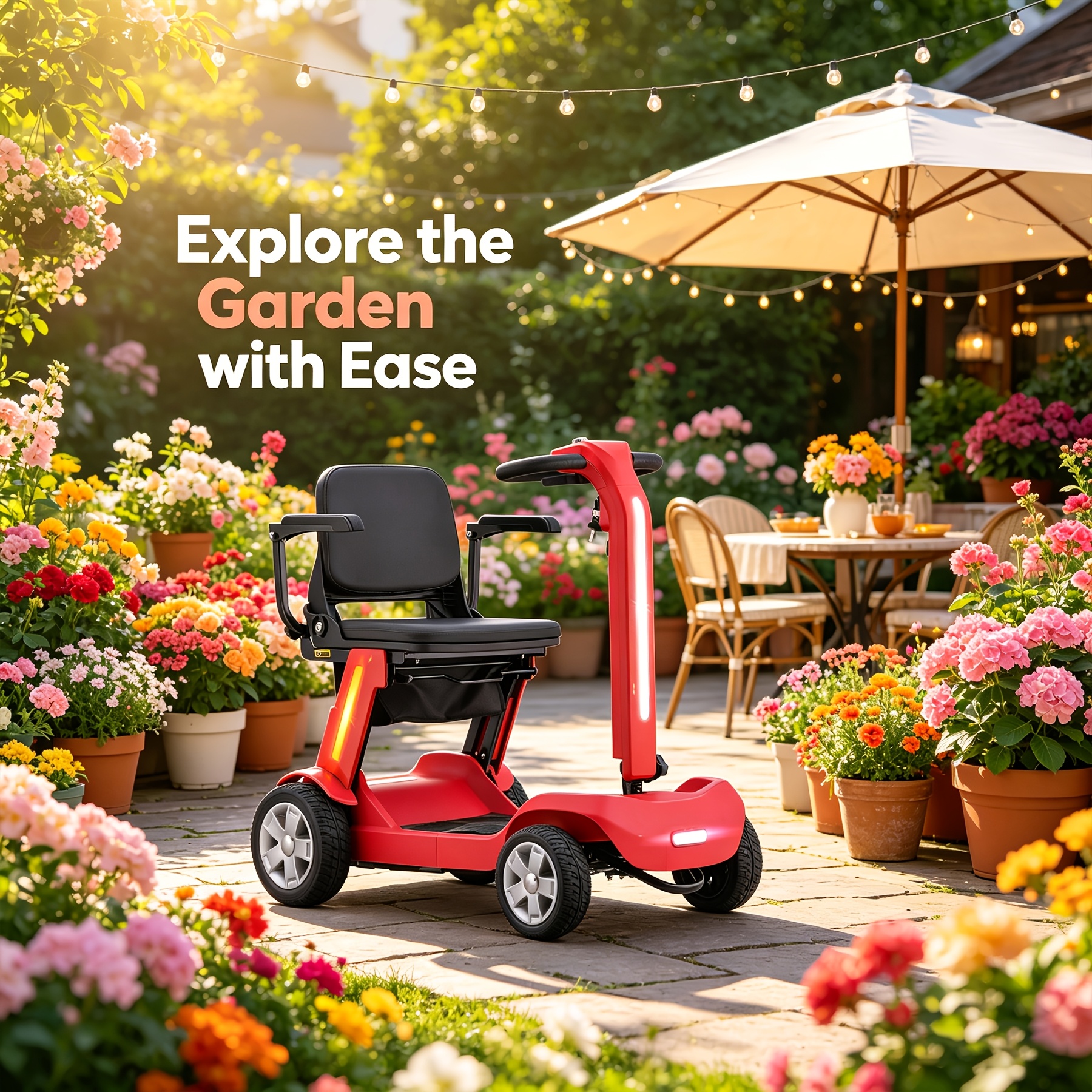 mothers day 4 wheel electric scooter for adults seniors 300w 24v12ah battery 4mph   10mile range lightweight foldable scooter electric with led lights storage bag charger no assembly free insulated cup gift random colors Product details 4