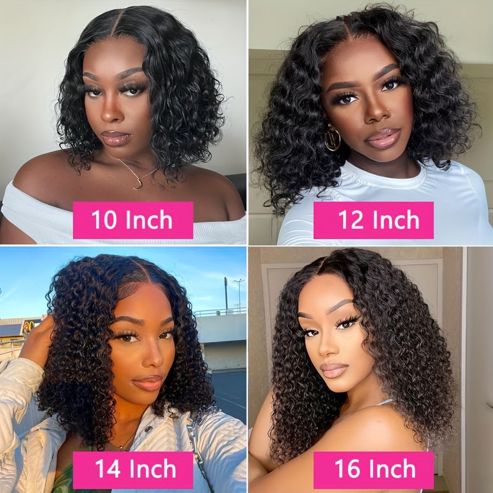  glueless bob wig for women water wave human hair with transparent lace closure natural black 150 density details 6