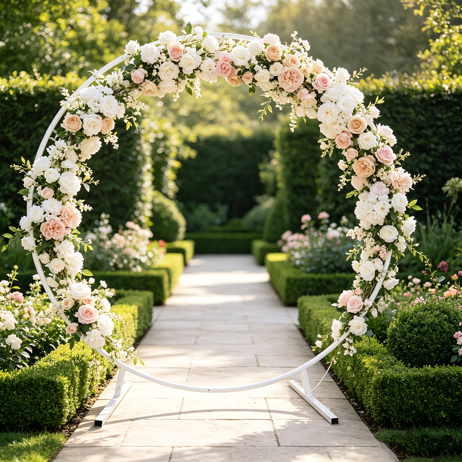 TEMU 1pc White 2.2m Round Arch Backdrop Stand, Wedding Arch Frame, Suitable For Birthday, Celebration, Engagement, Decoration, Valentine's Day,
