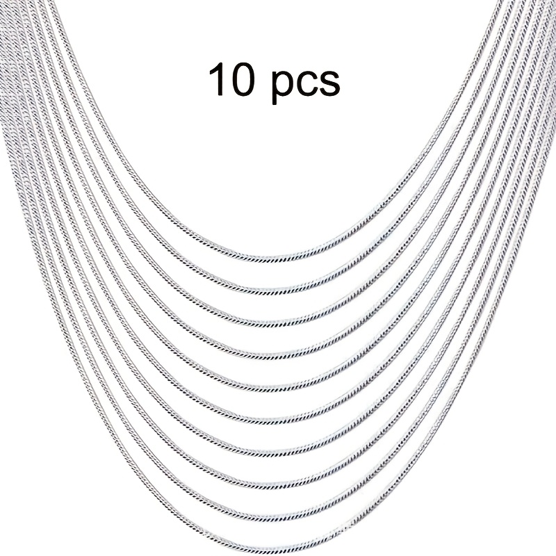 TEMU 10-pack Titanium Steel Chain Necklaces, Unisex Fashion Jewelry Accessories, Durable Metal Necklaces For Diy Crafts And Personalized Gifts