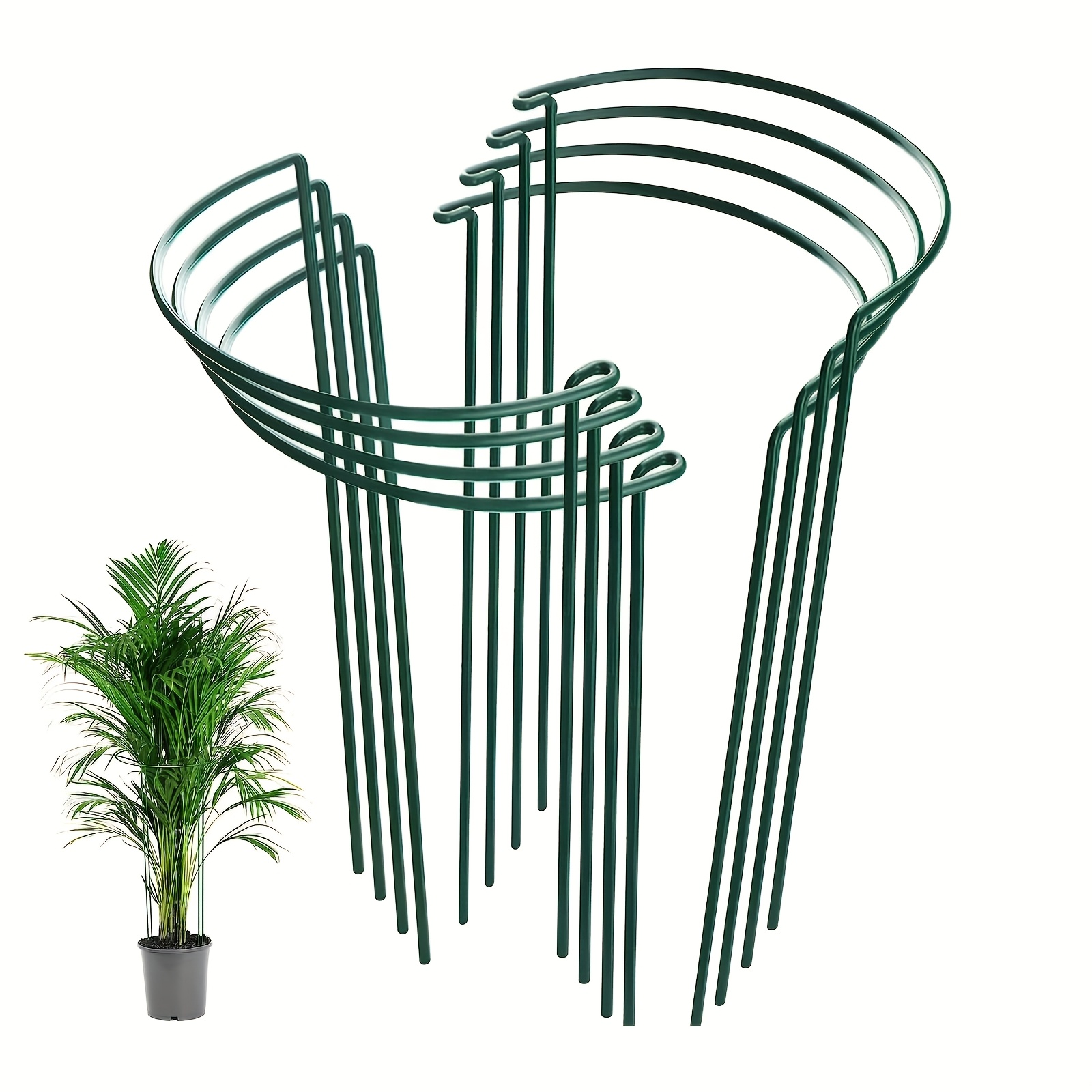 4/8pcs Plant Support Stakes, Semi-circular Metal Garden Plant Stakes, Outdoor Plant Cages, Tomato, Rose, Flower Vine Plant Support Stakes, Indoor Plants