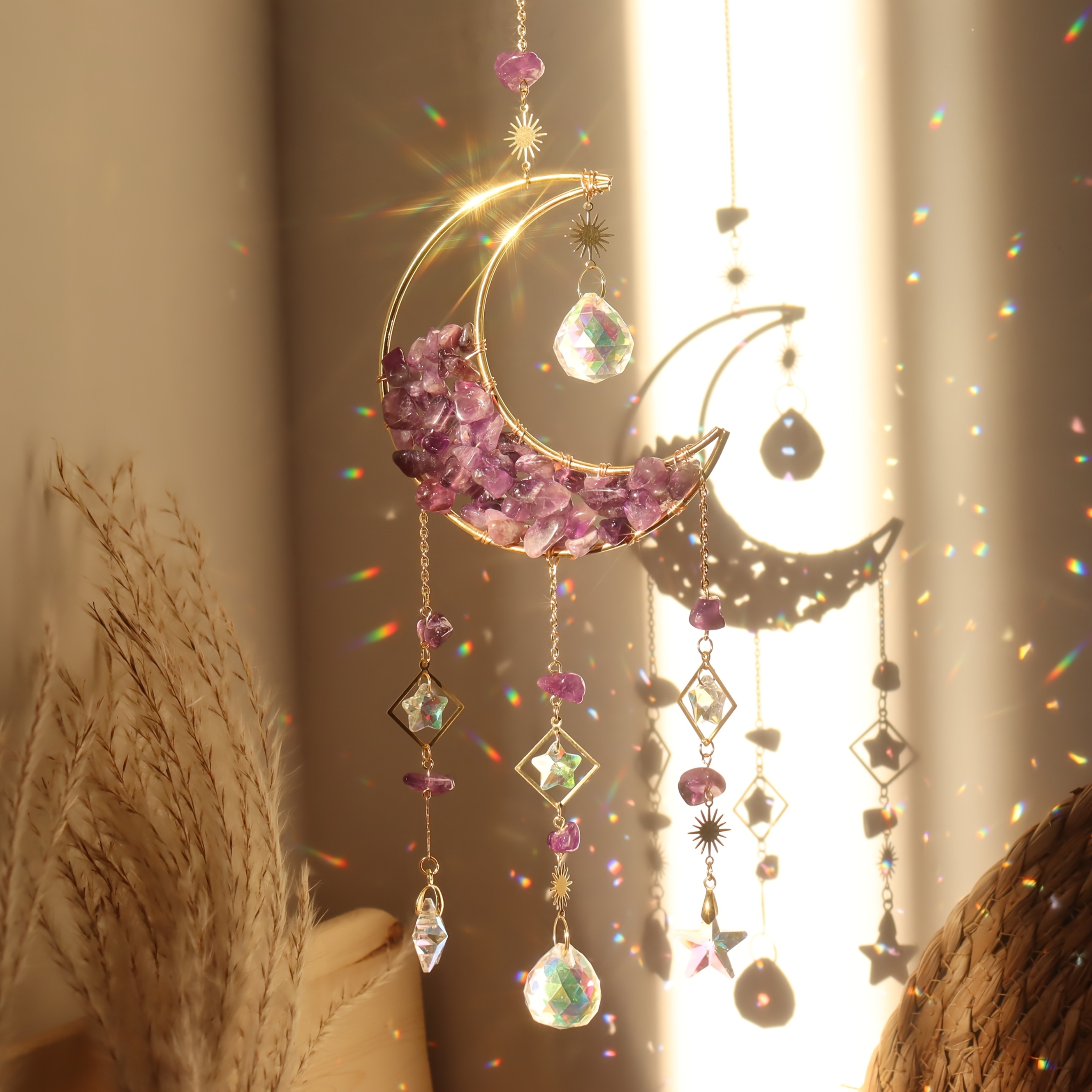 TEMU 1pc Amethyst Light Catcher Hanging Decoration, Rainbow Pendant With For Window, Home, Garden And Porch Decor