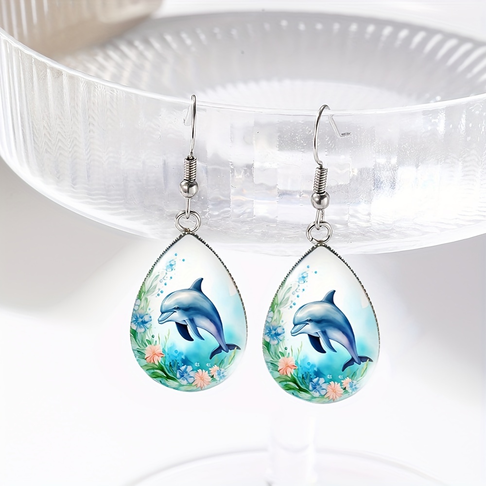 TEMU Une paire de boucles d'oreilles en verre faites à avec des de et de