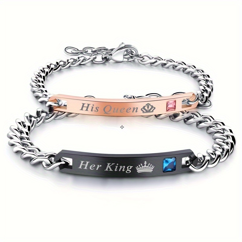 

Fashionable And Trendy Jewelry Couple King Queen Bracelet Set