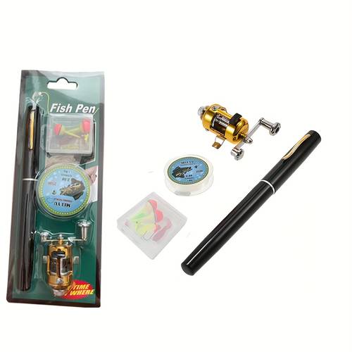 small mini pocket fishing rod with spool reel portable foldable telescopic fishing rod for beginners aluminum alloy ideal for holiday gifts mixed colors