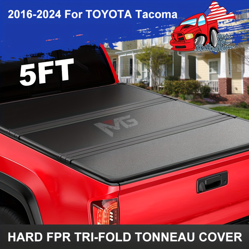 

Hard Tri-fold Tonneau Cover Fits For Toyota For Tacoma 2016-2024 With 5ft (60.5in) Truck Bed W/ | On Top |