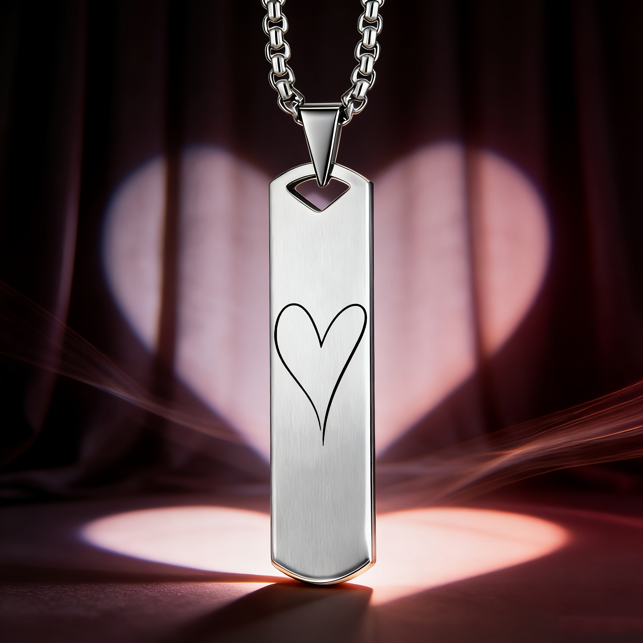 Romantic Heart Pattern Pendant Necklace, Elegant Gift
