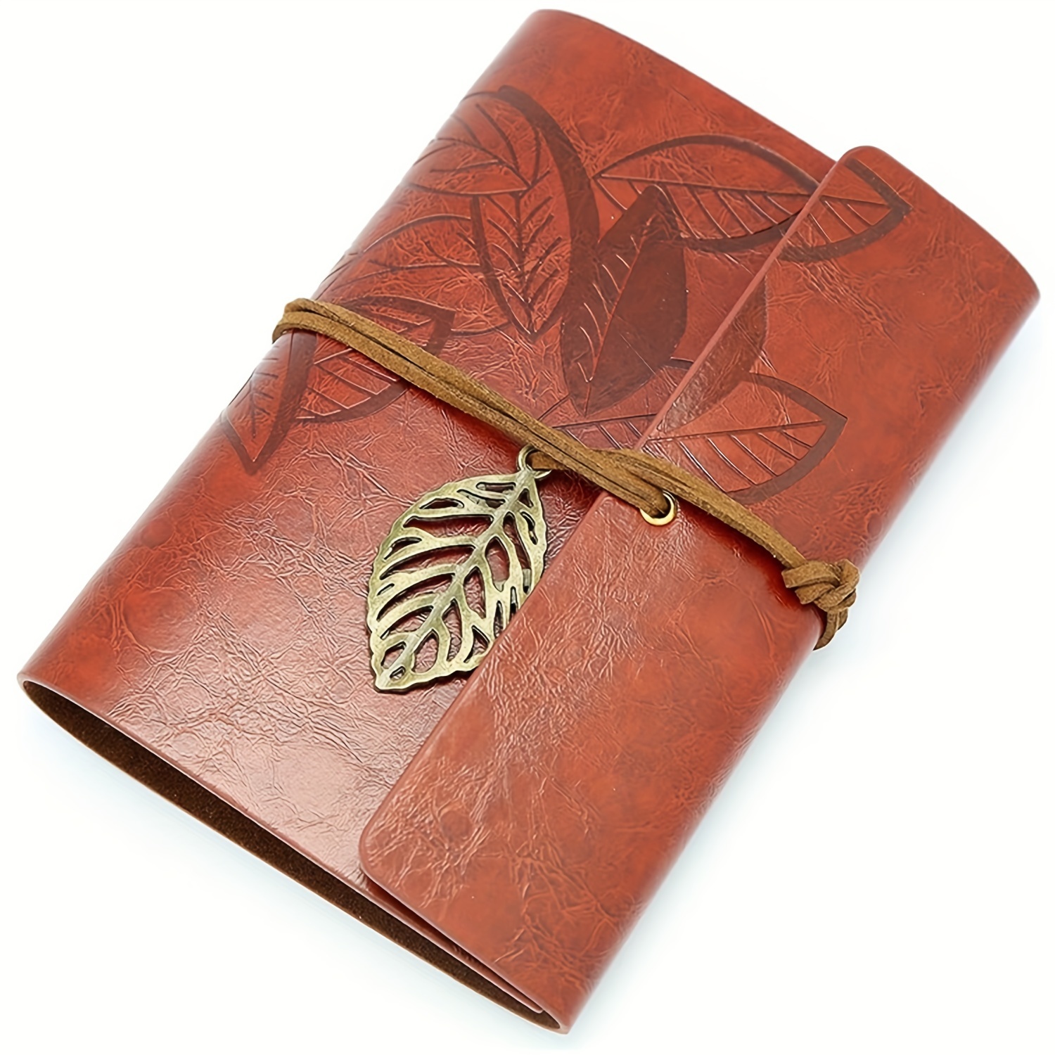 TEMU Vintage Leaf Notebook Stationery Travel Leather-bound Notepad Blank Paper Diary