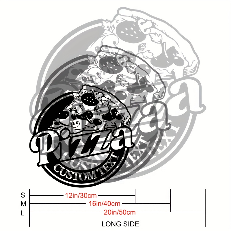 Customizable Pizza Metal Wall Art Sign - Personalized Italian Restaurant & Pizzeria Decoration, Black & White Pepperoni Design, Durable Metal Material, Indoor/Outdoor Use, High-Quality & Weather-Resistant, Restaurant Wall Decor|Art Deco Style|Weatherresistant Sign, Pizza Decor