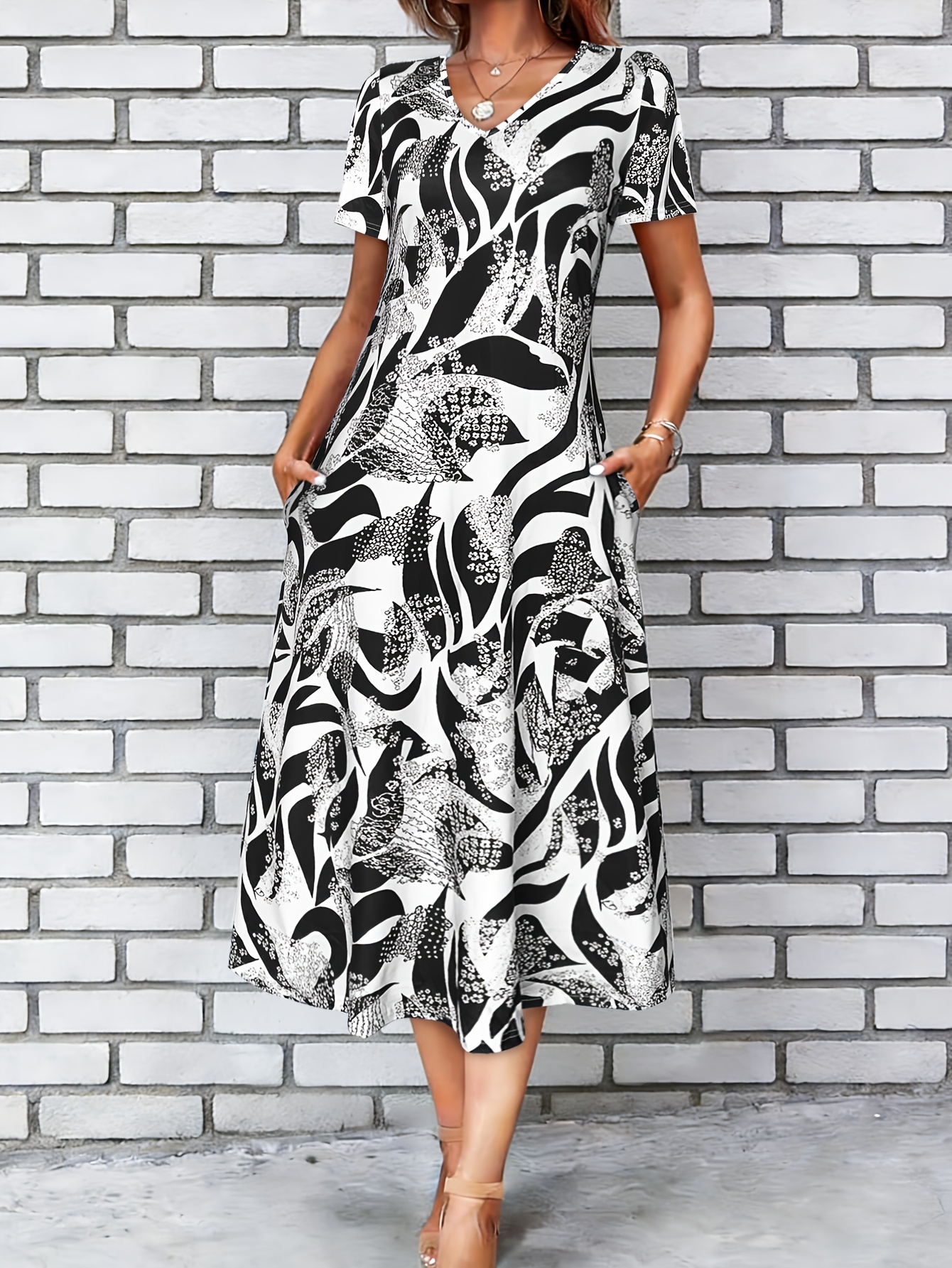 black and white pattern dress Designer Mini Sexy Black Dress | Short Cami Slip Dress main image 0