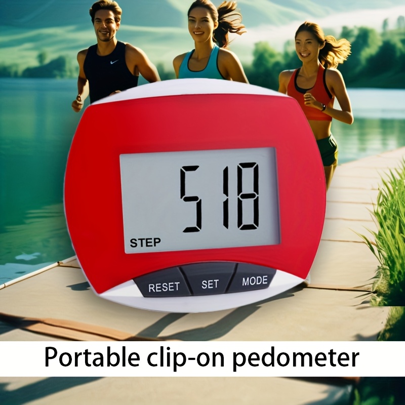portable clip on pedometer step counter distance   with reset mode buttons battery powered for seniors women s jogging running walking fitness training health monitoring jogging accessory simple display durable construction 0