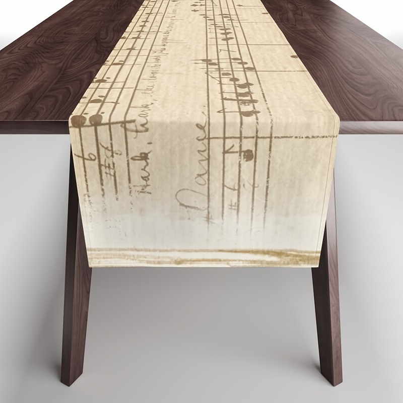

Vintage Beige Musical Notes Table Runner: Holiday Kitchen Table Decor, Suitable For Indoor And Outdoor Family Parties