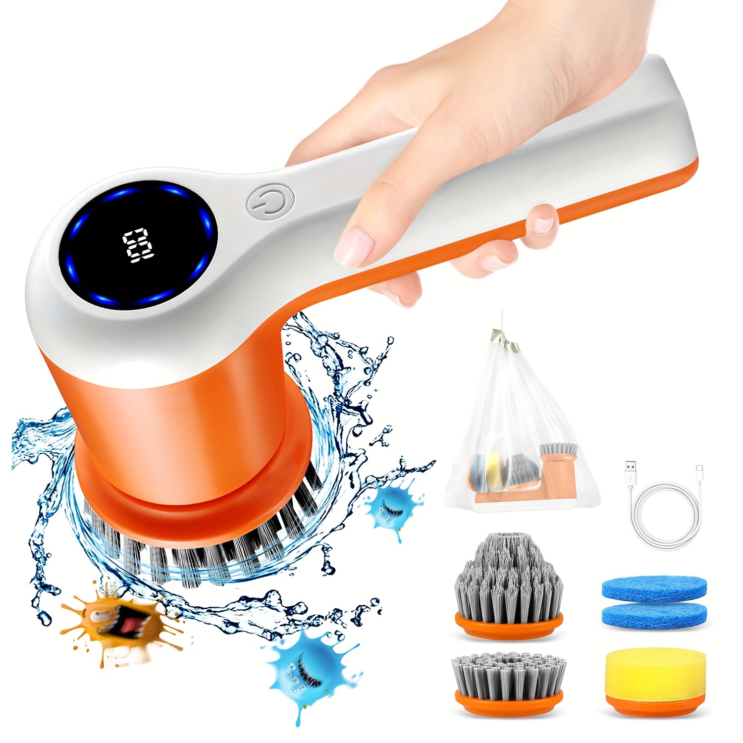 

1 Set, - For Cleaning Portable Brushes 5 Replaceable For Bathroom , Led Display