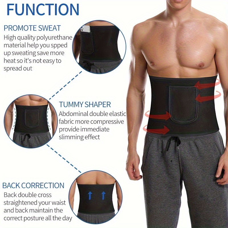 Waist Training Waist Trainer With Pockets Men's Sweat Wicking