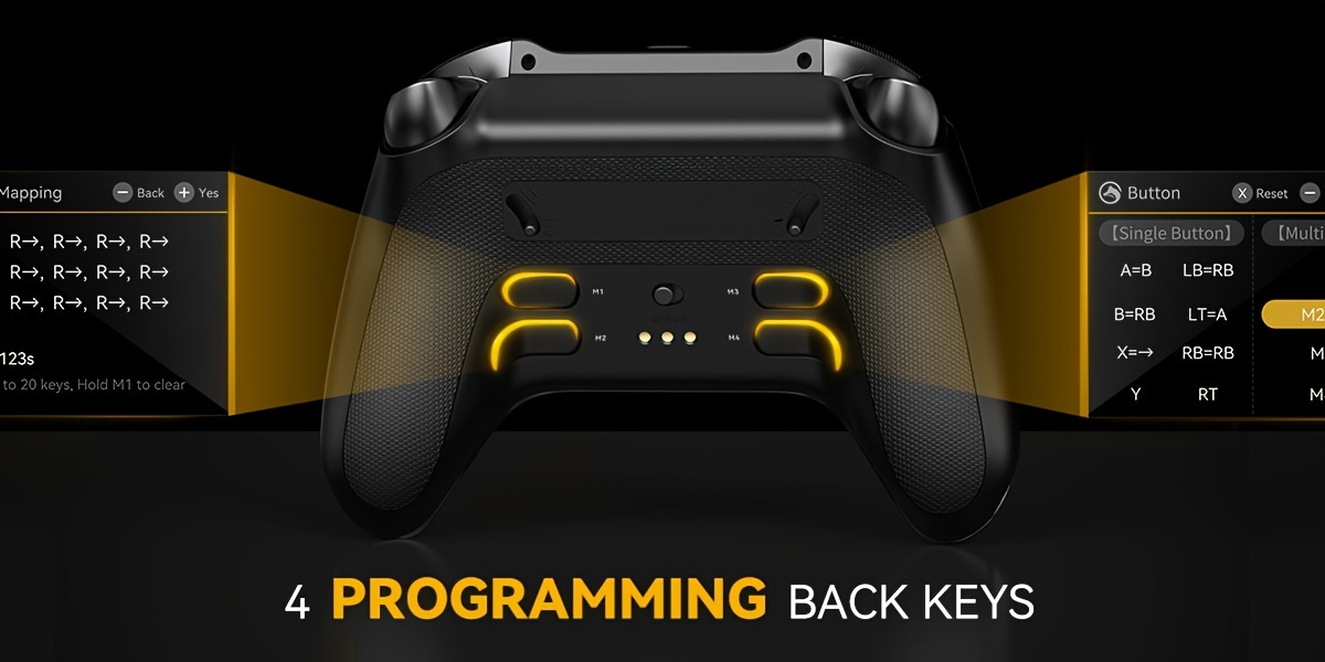 Interactive Screen Wireless Gaming Controller For PC/Switch/iOS/Android/Steam Deck, Hall Effect Stick & Trigger, RGB Lighting, Remappable Buttons, 1800mAh With Charging Dock -V2/Black(No Drift).[Notice]Not Compatible With Xbox And PS5