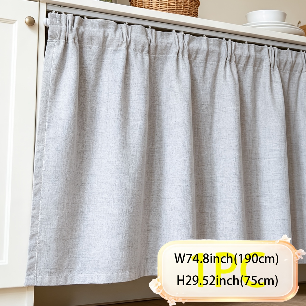 TEMU 1pc 5-color Kitchen Window Curtain/drape, Beautifying/concealing Decoration, Used In Kitchen/dining Room/living Room For