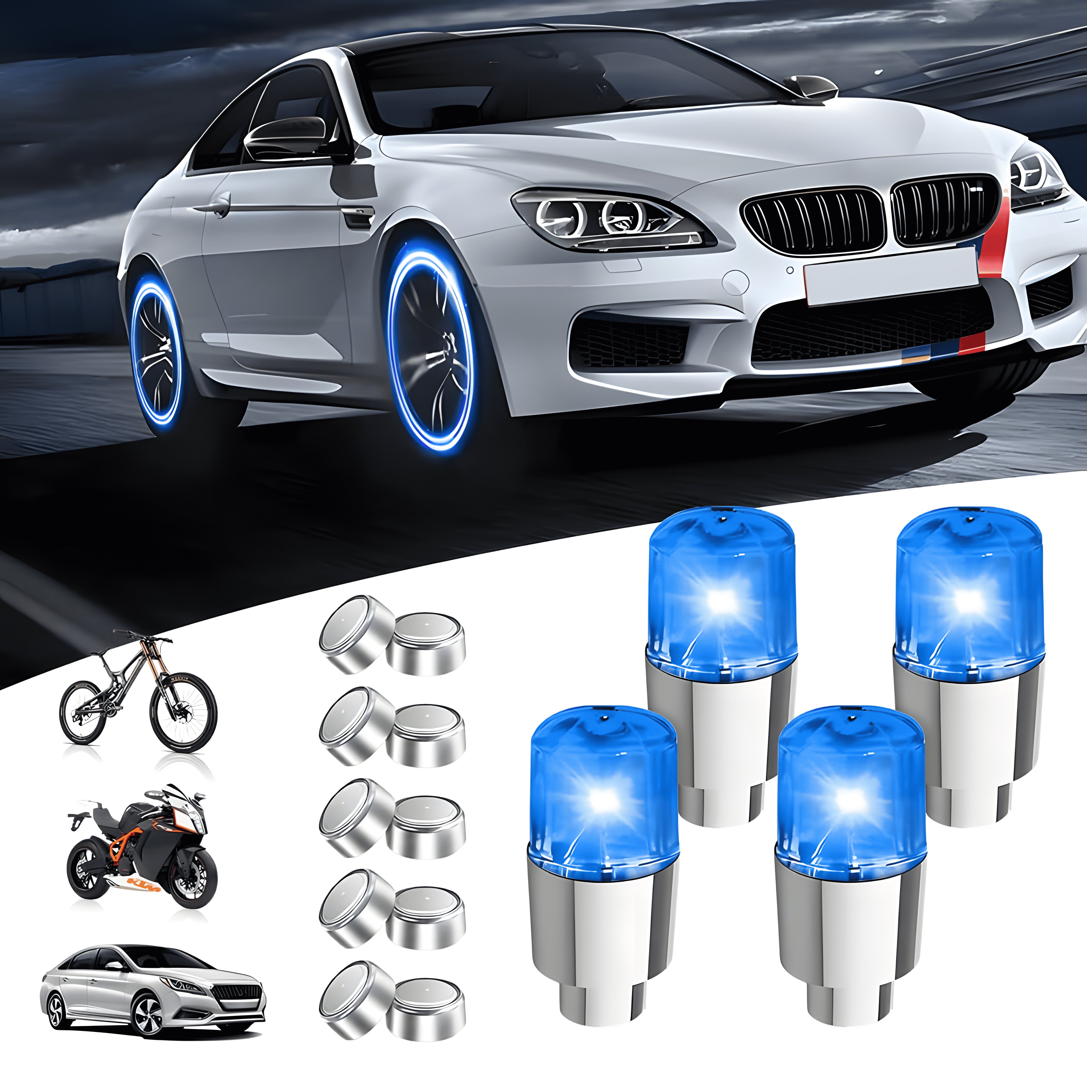 Lights for outlet car tires