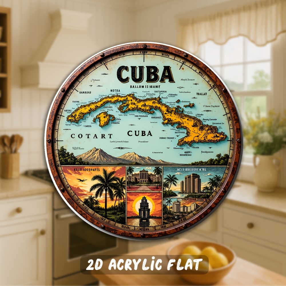 TEMU Imán de mapa de Cuba, 1 - Póster de viaje vintage de La , Trinidad y de Cuba - Decoración geográfica, para el hogar, oficina, aula - Regalo para