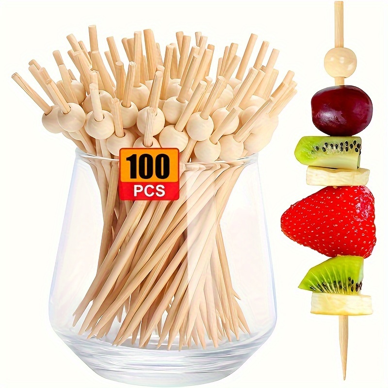 

Pcs Natural Fancy Toothpicks - 4.7" / 12cm - Ideal For Appetizers, Drinks, And Party Charcuterie Boards