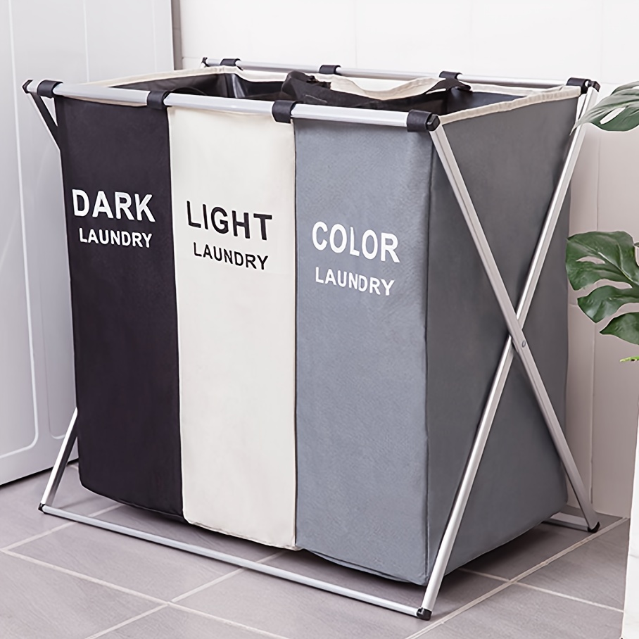 

3-section Laundry Hamper - Foldable Hamper/sorter For Home And Dormitory - Efficient Sorting And Storage Of Clothes