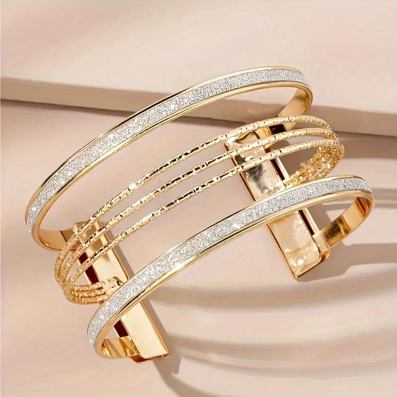Image of 1pc Exquisite Multi-layered Open Vintage Bangle Bangle Bangle Bracelet - Adjustable, Handcrafted, , Statement Jewelry Accessory For Men - Elegant, Classic, And Fashion Piece, Wear, And