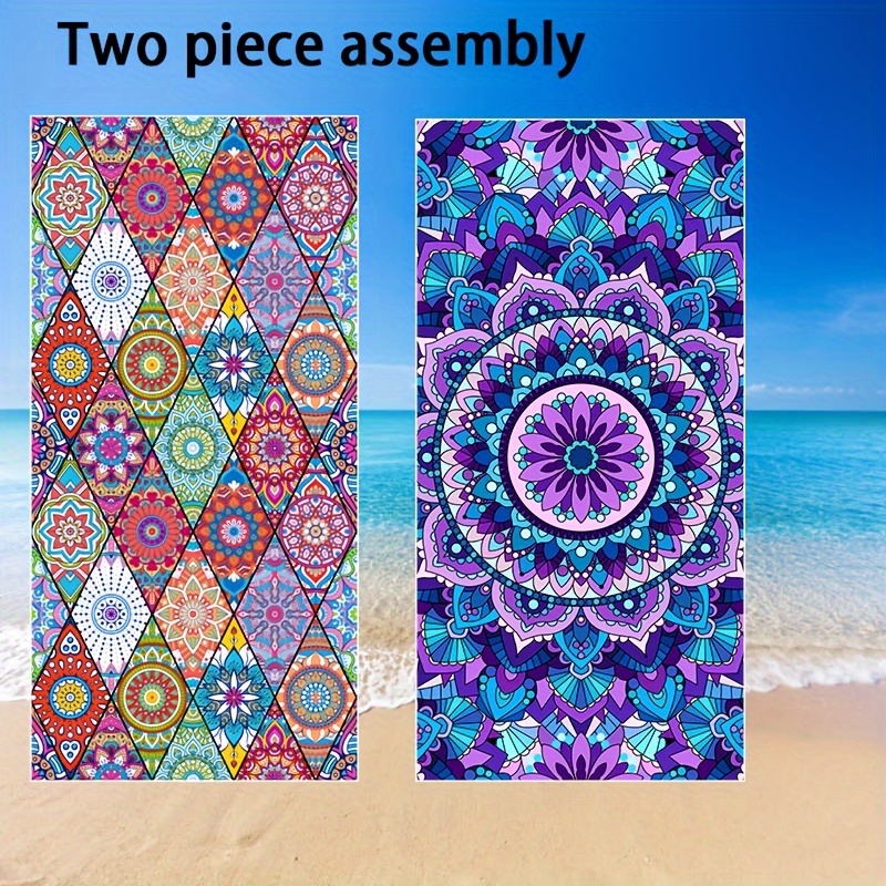2 Piece Mandala Purple Beach Towels Microfiber Soft Absorbent_voghion.com