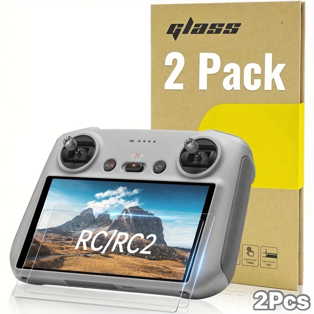 TEMU [2-pack] 4 Pro Tempered Glass Screen Protector, / /high Definition Compatible With 4// 3 Pro/air 3/air 2s Rc/rc 2 Remote Control Additions