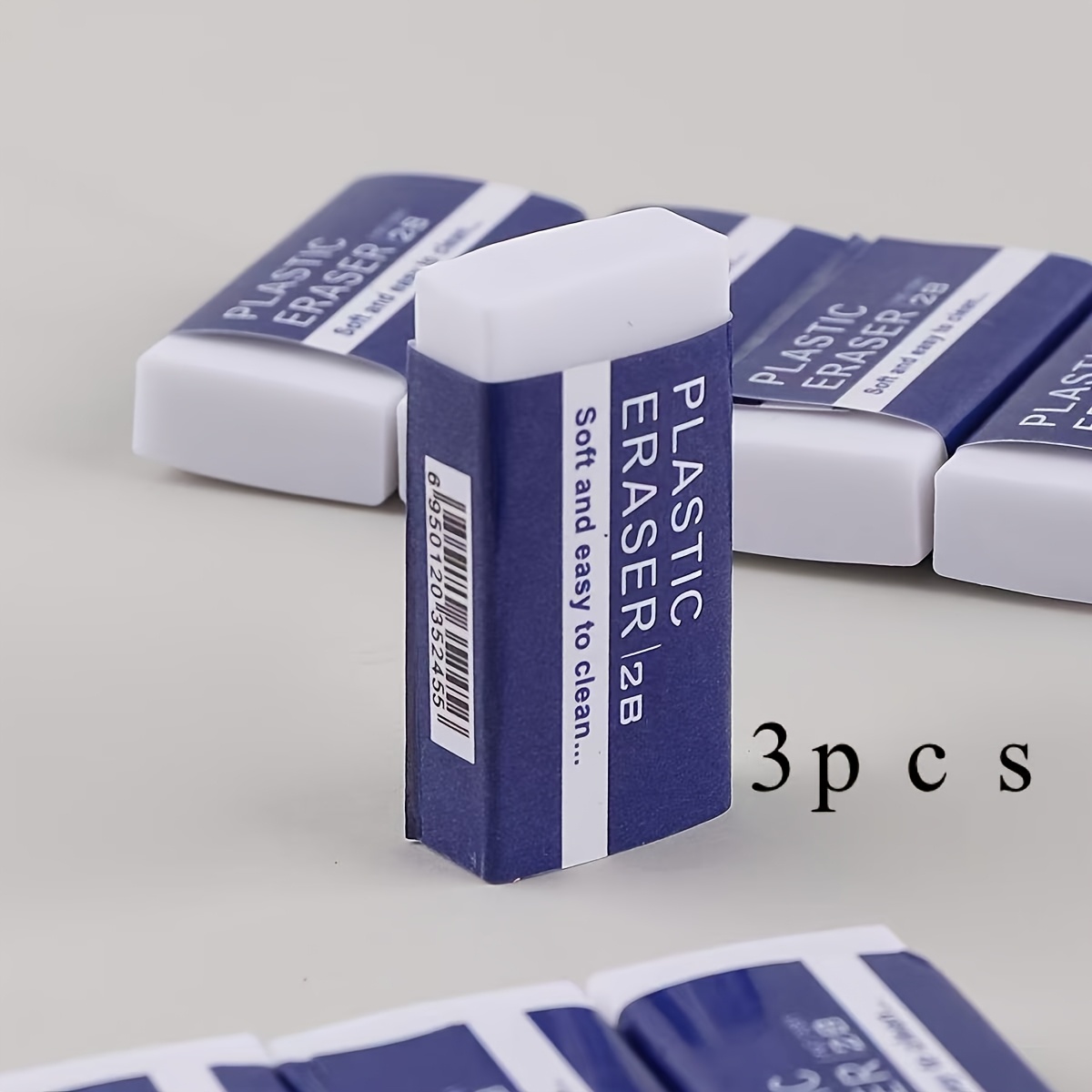 3 Cleaning Eraser- And Blue, Durable Pvc, Ideal For Student Exams, Sketching And Drawing, Crumb-free Stationery