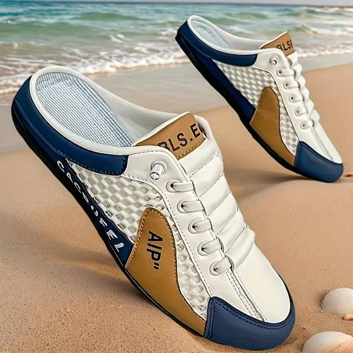 mens slip on breathable non slip casual shoes color block round toe design durable pu upper pvc sole for outdoor walking camping beach for men women