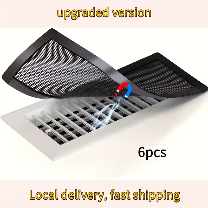 TEMU Lot de 6 grilles de ventilation magnétiques pour usage domestique - Grille en PVC 4x10 pouces, prévention de la poussière et des débris, lutte