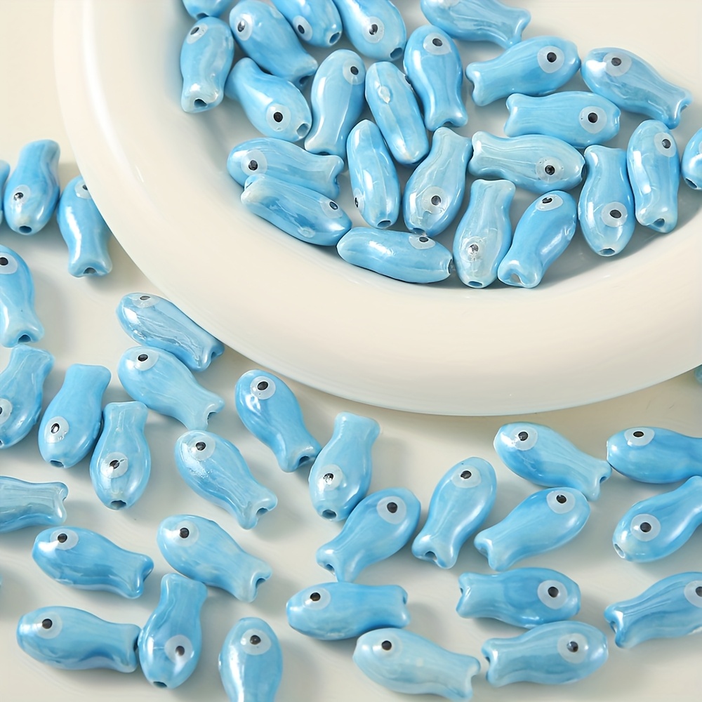 20pcs Ceramic Fish Beads Set for DIY Craft Supplies