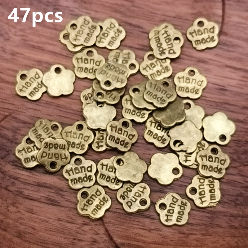Image of 47pcs 'handmade' Small Flower Shape Charm Pendant, Bohemian Style Jewelry Additions, Handmade Jewelry Making Bracelet, Necklace, Earring Additions 8mm