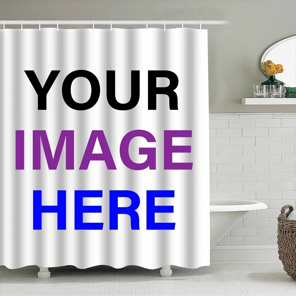 Customized Photo Personalized Shower Curtain with Text Logo