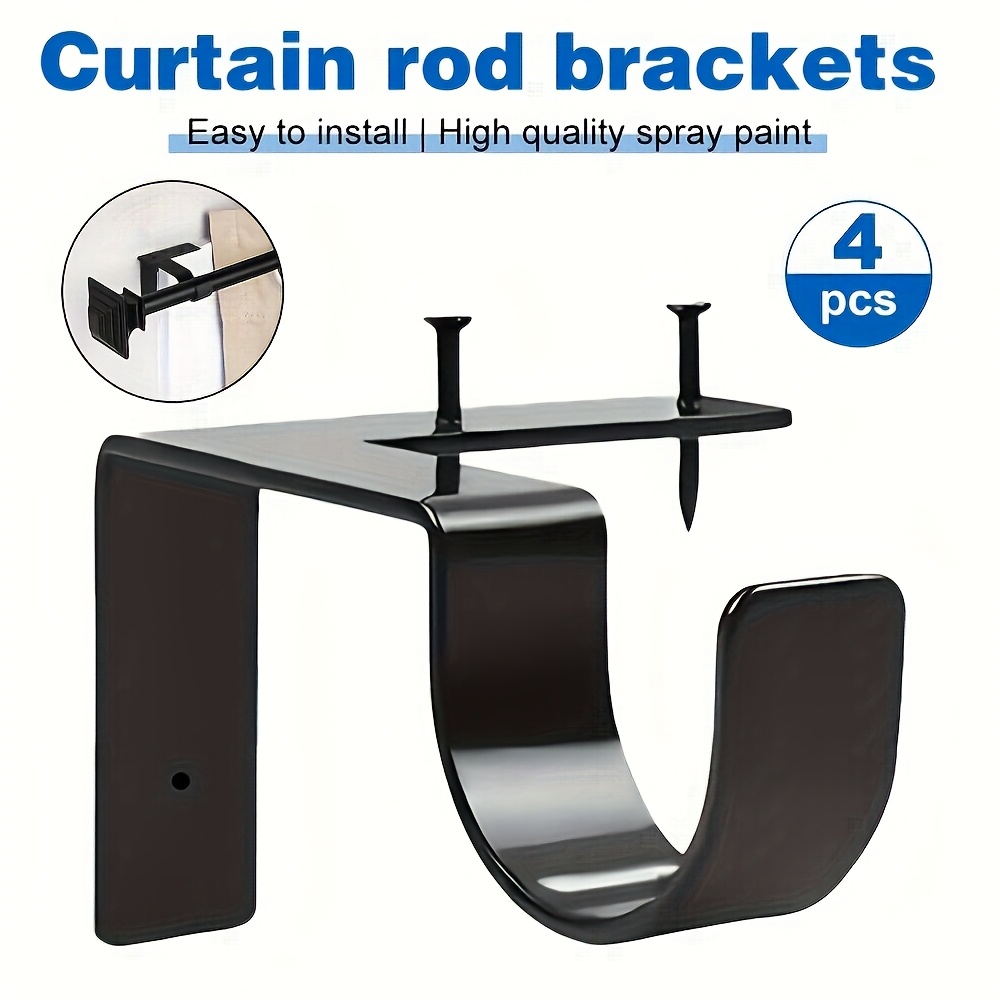 4 Soporte Para Barra De Cortina Sin Taladrar | Adhesivo Y Con Tornillos | Para Vidrio, Azulejos Y Paredes