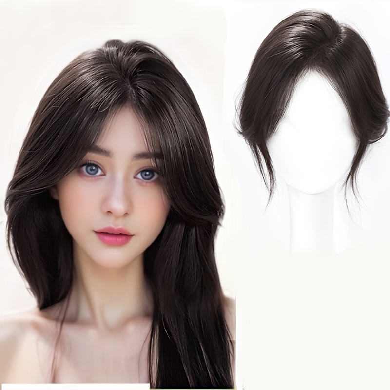 TEMU Women's Bangs Invisible Seamless Wig Piece Covers White Hair, Natural Invisible Hair Clip Hair Bangs Synthetic Wig Piece Is The To Increase Hair