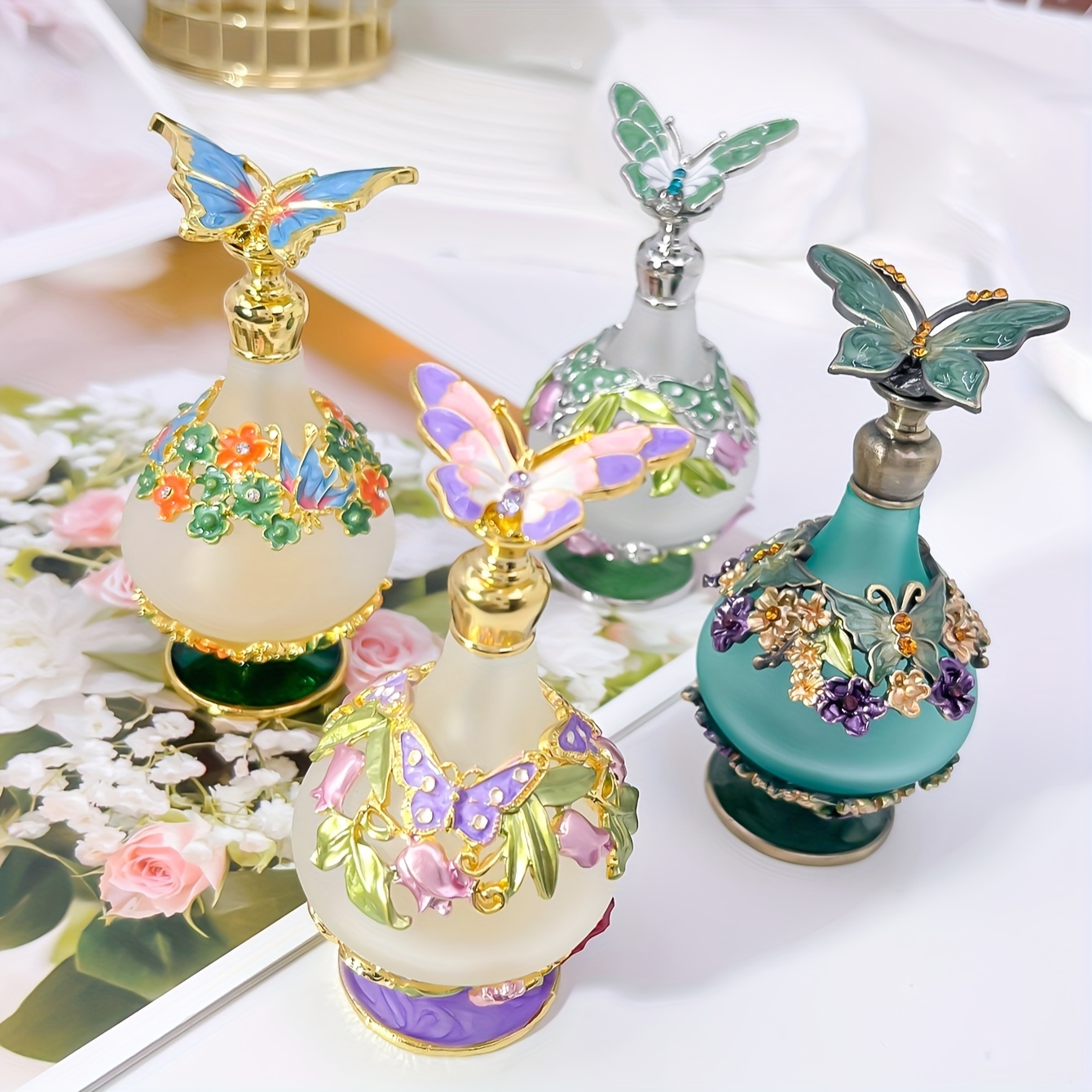 Glass Bottle Flower Shaped Perfume Bottle Sold At Auction: Vintage