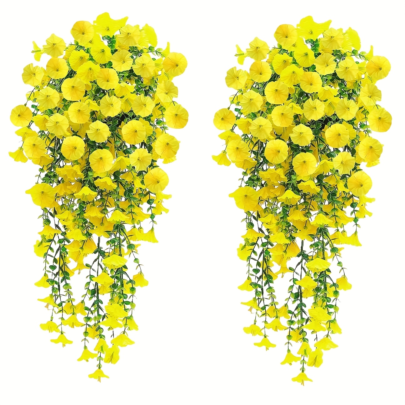2pcs hanging flowers mixed fabric   and eucalyptus leaves uv resistant realistic artificial plants suitable for outdoor home office garden decoration ideal for thanksgiving christmas halloween valentines day and mothers day