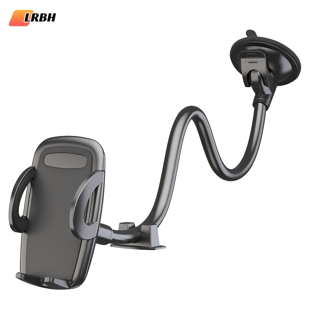 TEMU Lrbh Sturdy Vehicle Phone Mount With 11.8-inch Flexible Neck, Mobile Holders Featuring Heavy-duty Suction Cup, Anti-vibration Suitable For All Smartphones Including Iphone