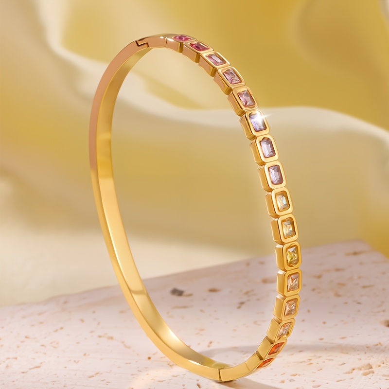 Men's Elegant Multicolor Zirconia Stainless Steel Bracelet