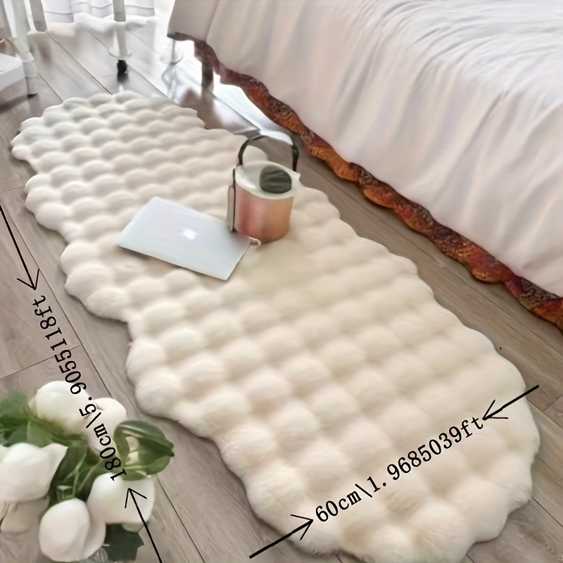 E-shop Plüsch-Häschen-Matte - Weiche Bubble-Velours-Bodenmatte mit rutschfester Unterseite, unregelmäßige Wolken- & Wellenformen (Grau/Beige),