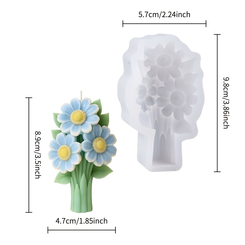 E-shop Wiederverwendbare Gänseblümchen-Blumenstraußform mit Blütenblättern & Details – Kompatibel für Harz, Wachs, Seife/Gips – Einfache Entformung