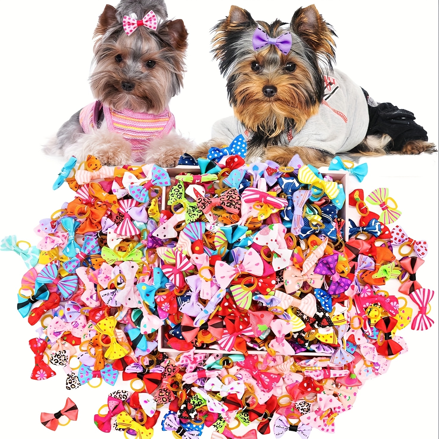 TEMU 100pcs Mixed Color Pet Headbands
